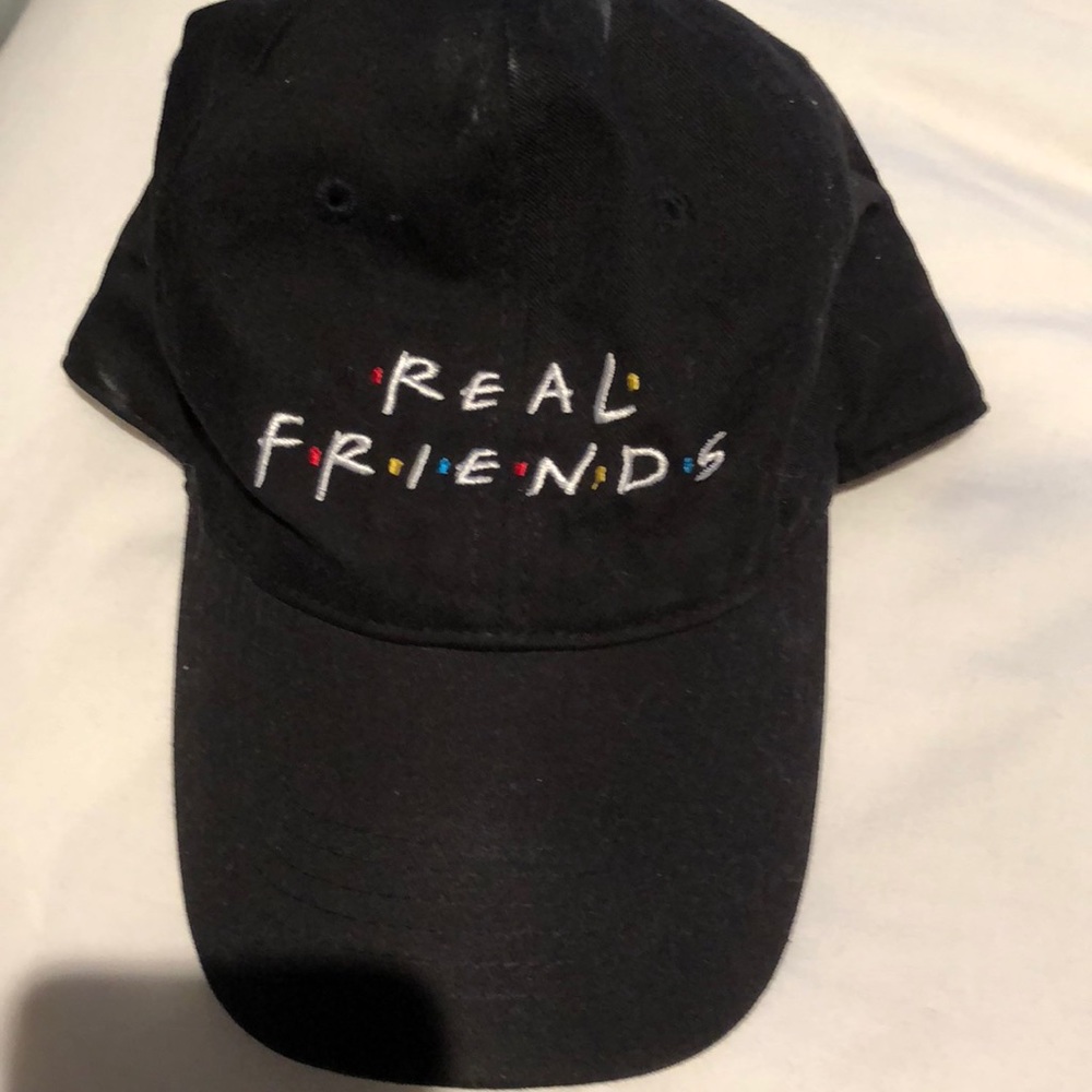 Real friends black baseball cap